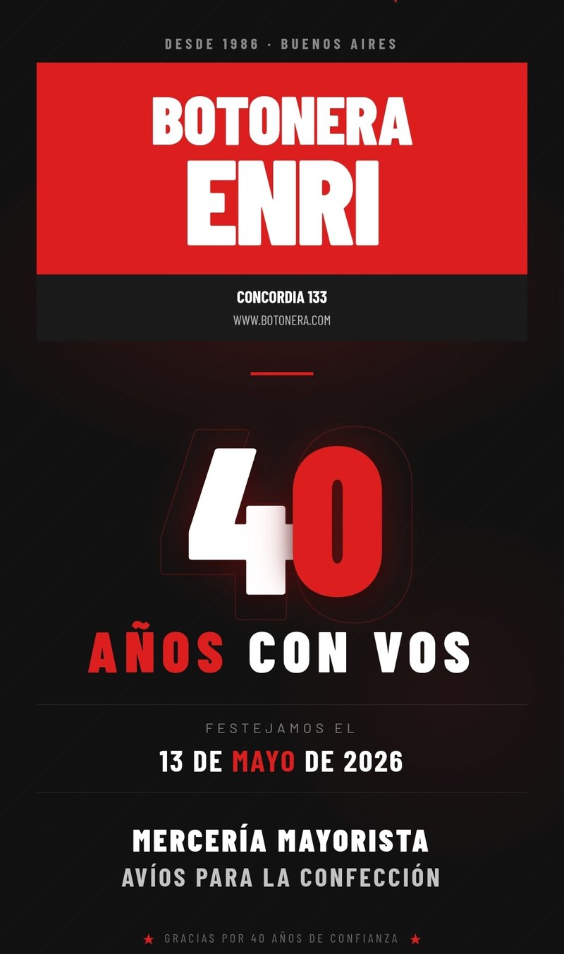 Botonera Enri · 40 años con vos
