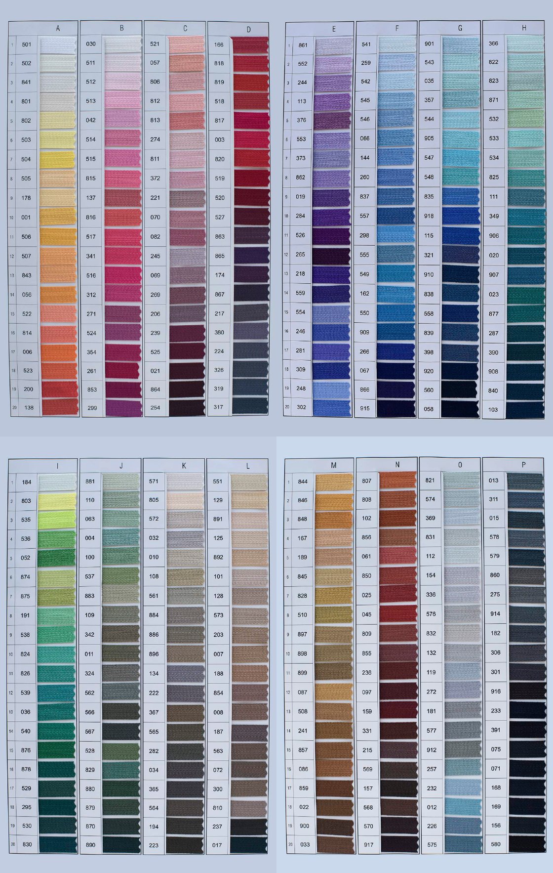 Carta de colores YKK